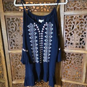 Exist Navy Tunic with Embroidered Accents